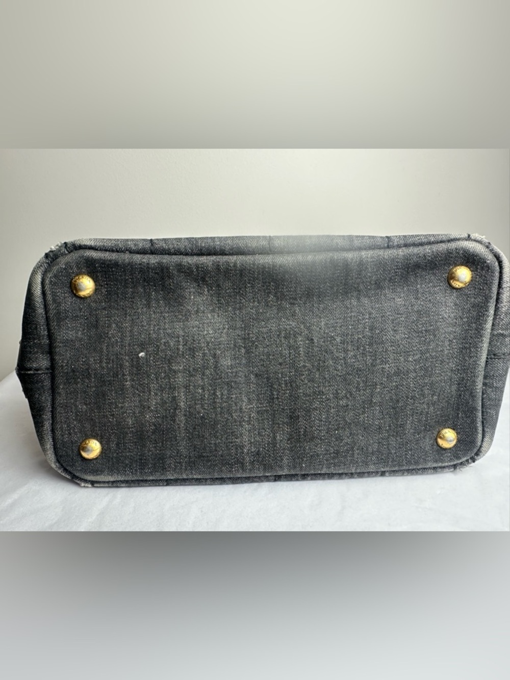 Prada Canapa Washed Black Denim Tote - Picture 13 of 16